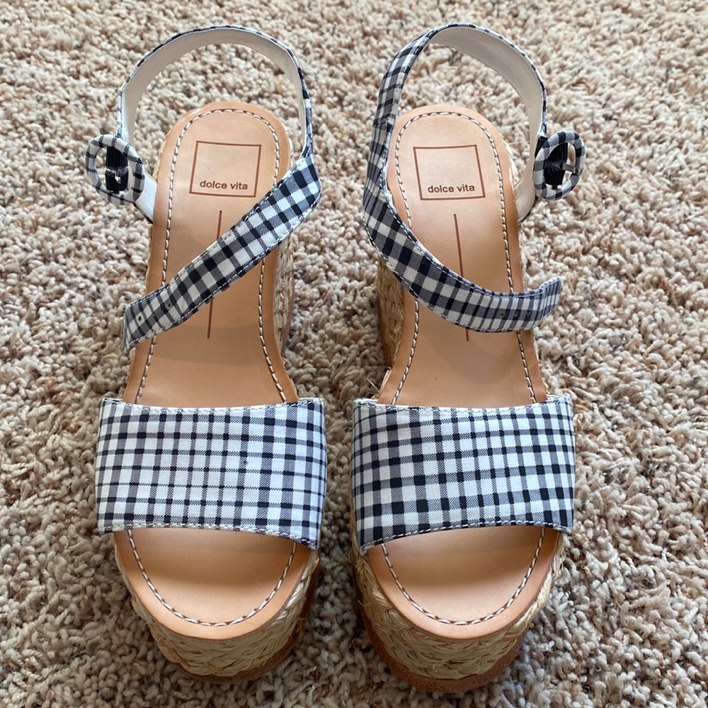 DOLCE VITA Gingham Espadrilles Sandals